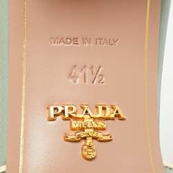 Pre Owned Prada Size 41.5 Blue Saffiano Leather Slide Sandals