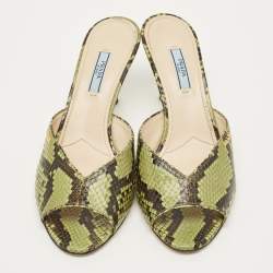 مملوكة مسبقًا Prada Size 41 Two Tone Python Leather Slide Sandals