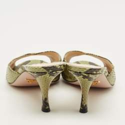 مملوكة مسبقًا Prada Size 41 Two Tone Python Leather Slide Sandals