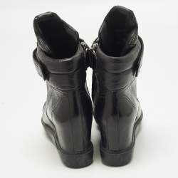 Pre Owned حذاء رياضي برادا إسفين جلد أسود مقاس 41