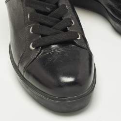 Pre Owned حذاء رياضي برادا إسفين جلد أسود مقاس 41