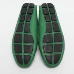 Pre Owned حذاء لوفرز برادا جلد أخضر برباط مقاس 36