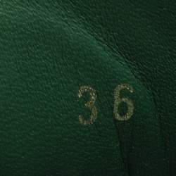 Pre Owned حذاء لوفرز برادا جلد أخضر برباط مقاس 36