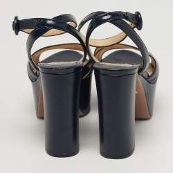 مملوكة مسبقًا صندل بلاتفورم سير كاحل سويدي أسود برادا برباط مقاس 39