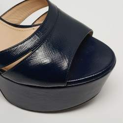 مملوكة مسبقًا صندل بلاتفورم سير كاحل سويدي أسود برادا برباط مقاس 39