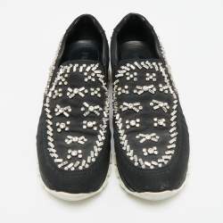 Pre Owned حذاء رياضي برادا سليب أون كانفاس مرصع مقاس 40