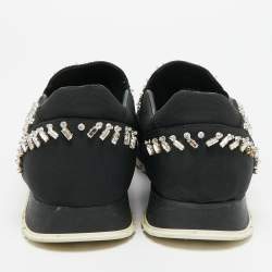 Pre Owned حذاء رياضي برادا سليب أون كانفاس مرصع مقاس 40