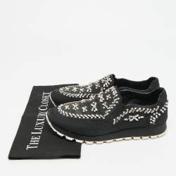 Pre Owned حذاء رياضي برادا سليب أون كانفاس مرصع مقاس 40