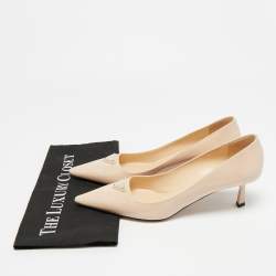 Pre Owned Prada Size 40.5 Beige Patent Leather Pointed Toe Pumps