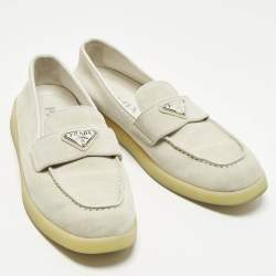 Pre Owned Prada Size 37.5 Grey Suede Slip On Loafers