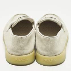 Pre Owned Prada Size 37.5 Grey Suede Slip On Loafers
