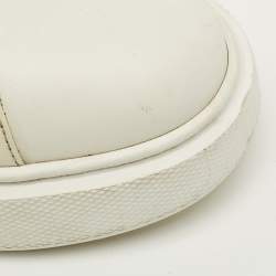 مملوكة مسبقًا حذاء رياضي برادا جلد أبيض/أسود ليز أب لو توب مقاس 38.5