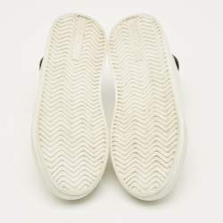 مملوكة مسبقًا حذاء رياضي برادا جلد أبيض/أسود ليز أب لو توب مقاس 38.5