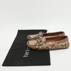 Pre Owned Prada Bow Size 38 Black Python Leather Loafers