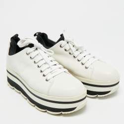 Pre Owned Prada Linea Rossa Size 39 White Leather Platform Sneakers