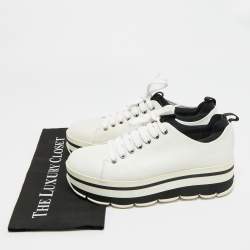 Pre Owned Prada Linea Rossa Size 39 White Leather Platform Sneakers