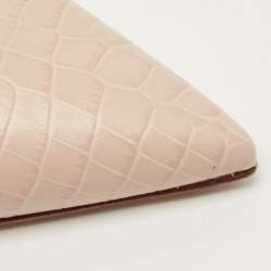 Pre Owned Prada Size 41 Cream Croc Embossed Leather Pointed Toe Slingback Pumps