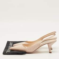 Pre Owned Prada Size 41 Cream Croc Embossed Leather Pointed Toe Slingback Pumps