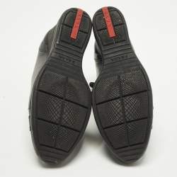 مملوكة مسبقًا حذاء رياضي برادا إسفين جلد أسود مقاس 37