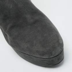 Pre Owned حذاء بوت بطول الكاحل منصة برادا جلد سويدي رمادي مقاس 39