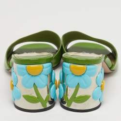 مملوكة مسبقًا Prada Size 38.5 Green Patent Leather Slide Sandals