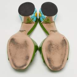 مملوكة مسبقًا Prada Size 38.5 Green Patent Leather Slide Sandals