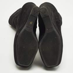 مملوكة مسبقًا بوت برادا سويدي أسود مقدمة مفتوحة كعب روكي مقاس 36