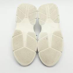 Pre Owned Prada Size 39 Black Logo Print Knit Fabric and Leather Low Top Sneakers