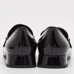 Pre Owned Prada Size 37.5 Black Patent Leather Slip On Loafers