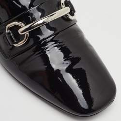 Pre Owned Prada Size 37.5 Black Patent Leather Slip On Loafers