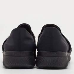 Pre Owned Prada Size 39.5 Black Neoprene Crystal Embellished Slip On Sneakers