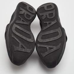 Pre Owned Prada Size 39.5 Black Neoprene Crystal Embellished Slip On Sneakers