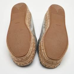 Pre Owned صندل إسبرادريل منصة برادا جلد منقوش بطبعة جلد الثعبان فضي معدني مقاس 41