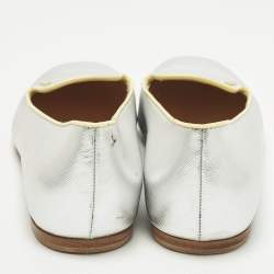 Pre Owned Prada Size 36 Metallic Saffiano Leather Smoking Slippers