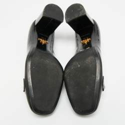 مملوكة مسبقًا Prada Size 36.5 Black Patent Leather Chain Embellished Block Heel Pumps