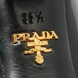 مملوكة مسبقًا Prada Size 36.5 Black Patent Leather Chain Embellished Block Heel Pumps
