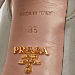 Pre Owned صندل برادا سليج باك منصة جلد رمادي فاتح مفتوح عند الأصابع مقاس 36