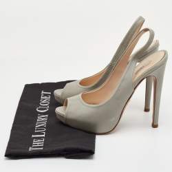 Pre Owned صندل برادا سليج باك منصة جلد رمادي فاتح مفتوح عند الأصابع مقاس 36