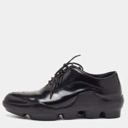 Pre Owned Prada Size 36 Black Leather Lace Up Sneaker Oxfords