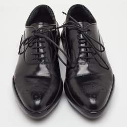 Pre Owned Prada Size 36 Black Leather Lace Up Sneaker Oxfords