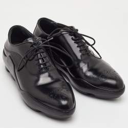 Pre Owned Prada Size 36 Black Leather Lace Up Sneaker Oxfords