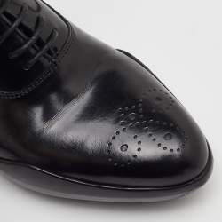 Pre Owned Prada Size 36 Black Leather Lace Up Sneaker Oxfords