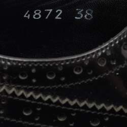 Pre Owned Prada Size 38 Black Brogue Patent Leather Lace Up Platform Derby Sneakers