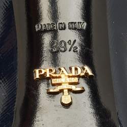 Pre Owned Prada Size 39.5 Navy Blue Saffiano Leather Platform Pumps