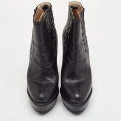 مملوكة مسبقًا Prada Size 39.5 Black Leather Platform Ankle Length Boots
