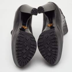 مملوكة مسبقًا Prada Size 39.5 Black Leather Platform Ankle Length Boots