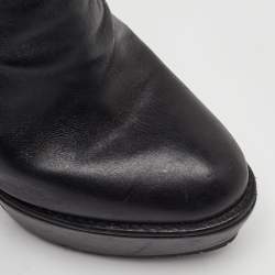 مملوكة مسبقًا Prada Size 39.5 Black Leather Platform Ankle Length Boots