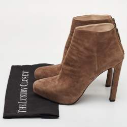 Pre Owned حذاء بوت طول الكاحل برادا سويدي بني فاتح نعال سميكة مقاس 40