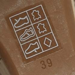 Pre Owned صندل برادا كعب إسفين سيور الكاحل جلد بني مقاس 39