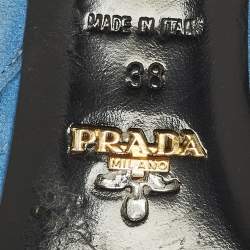 مملوكة مسبقًا Prada Size 38 Blue Suede Crystal Embellished Slide Sandals